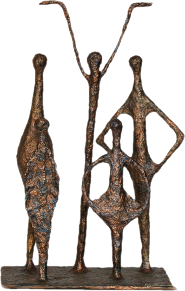 5 personnages de bronze - sculpture n°10 - hauteur 45cm - patine acrylique effet bronze