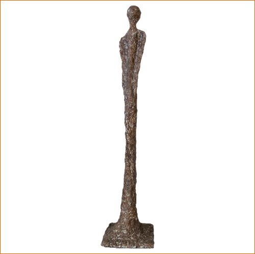 Androgynous - sculpture n°13 en papier mâché longiligne - patine acrylique effet bronze