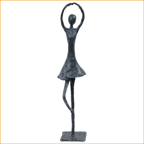 La danseuse, sculpture n°18 en papier maché, hauteur 56cm, patine acrylique effet ardoise