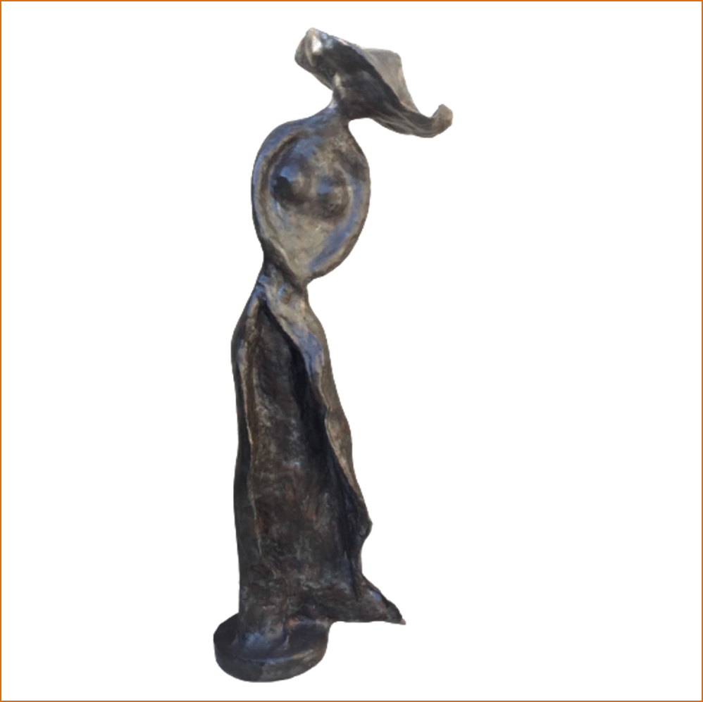 Kenza femme de bronze - sculpture n°2 en papier mâché - hauteur 100cm - patine acrylique effet bronze