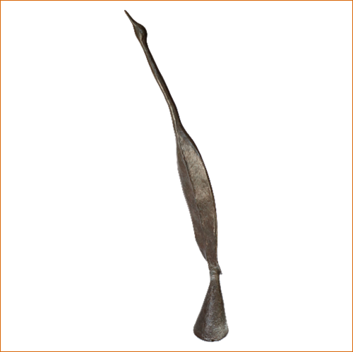 L'oiseau au long cou - sculpture n°7 en papier mâché longiligne - hauteur 160cm - patine acrylique effet bronze