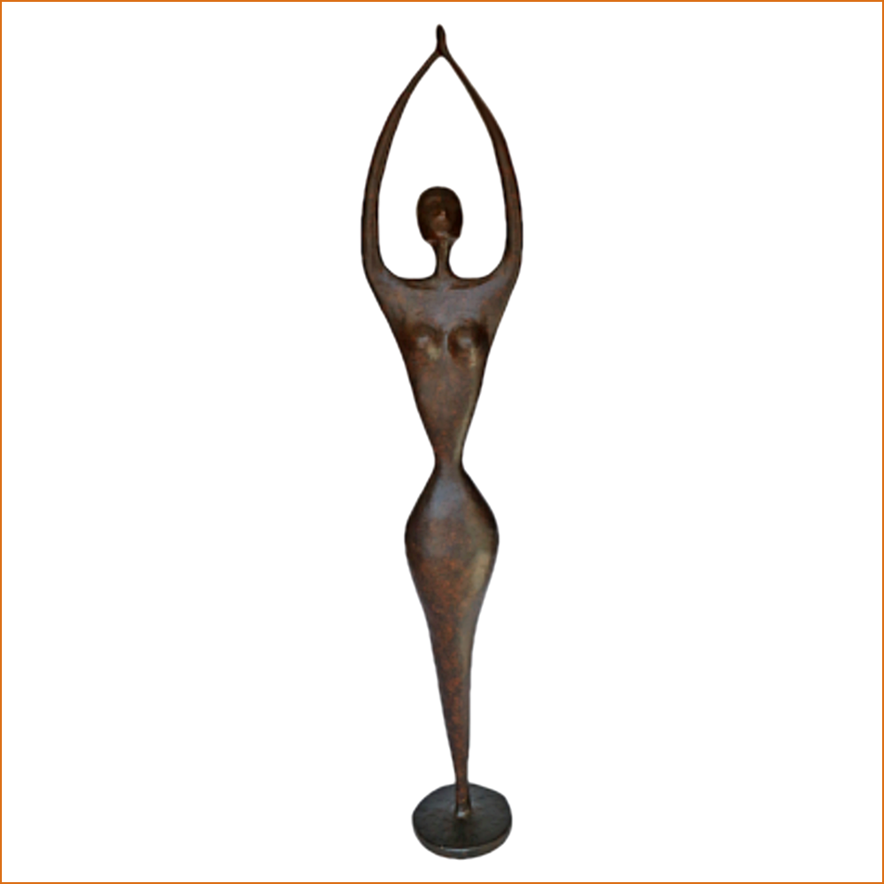 femme tout en courbe - sculpture8 en papier mâché - hauteur 195cm - patine acrylique effet bronze