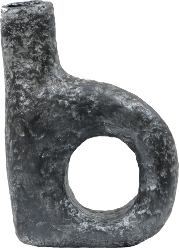 Vase en papier mâché forme d ou b patine gris argenté