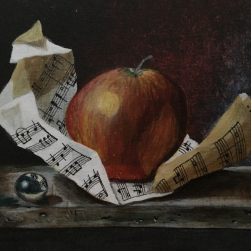 Peinture d'une Pomme dans une Partition