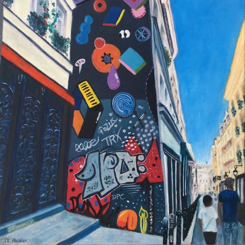 la peinture n16 représente la rue Chapon à Parischapon