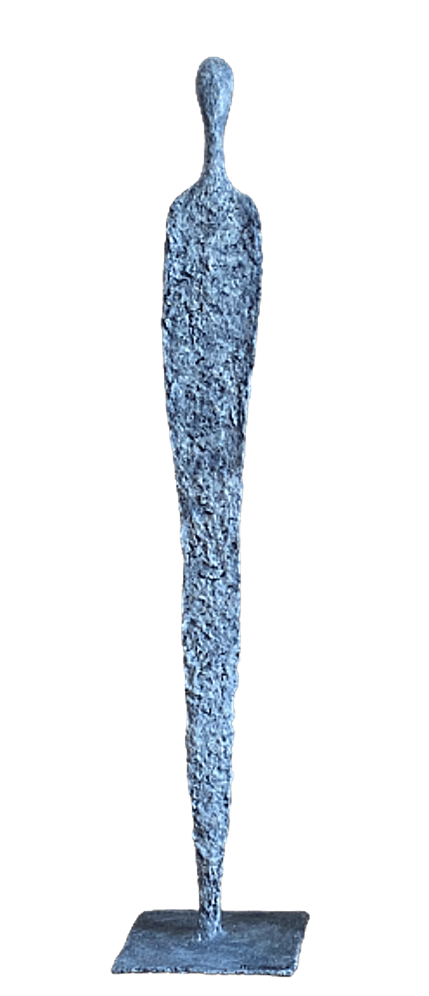 Solum sculpture n)40 en papier maché représentant un homme debout patine acrylique effet pierre grise