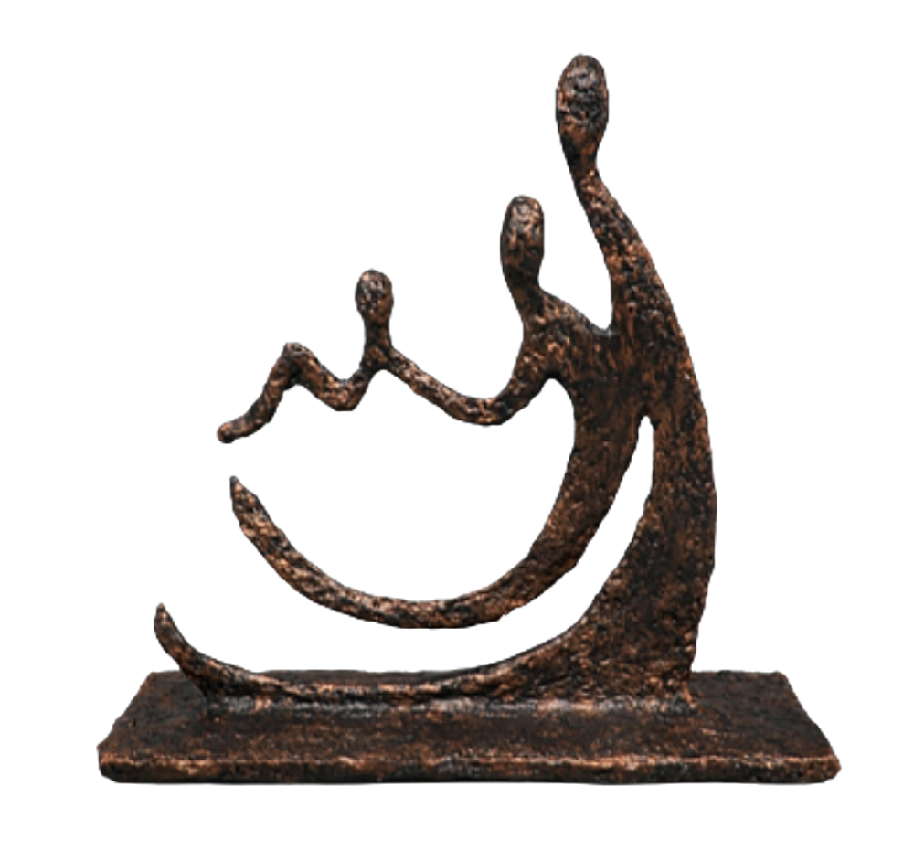Famiglia, sculpture n°64 en papier mâché, représente les initiale JJM d'une famille, hauteur 31cm, patine bronze
