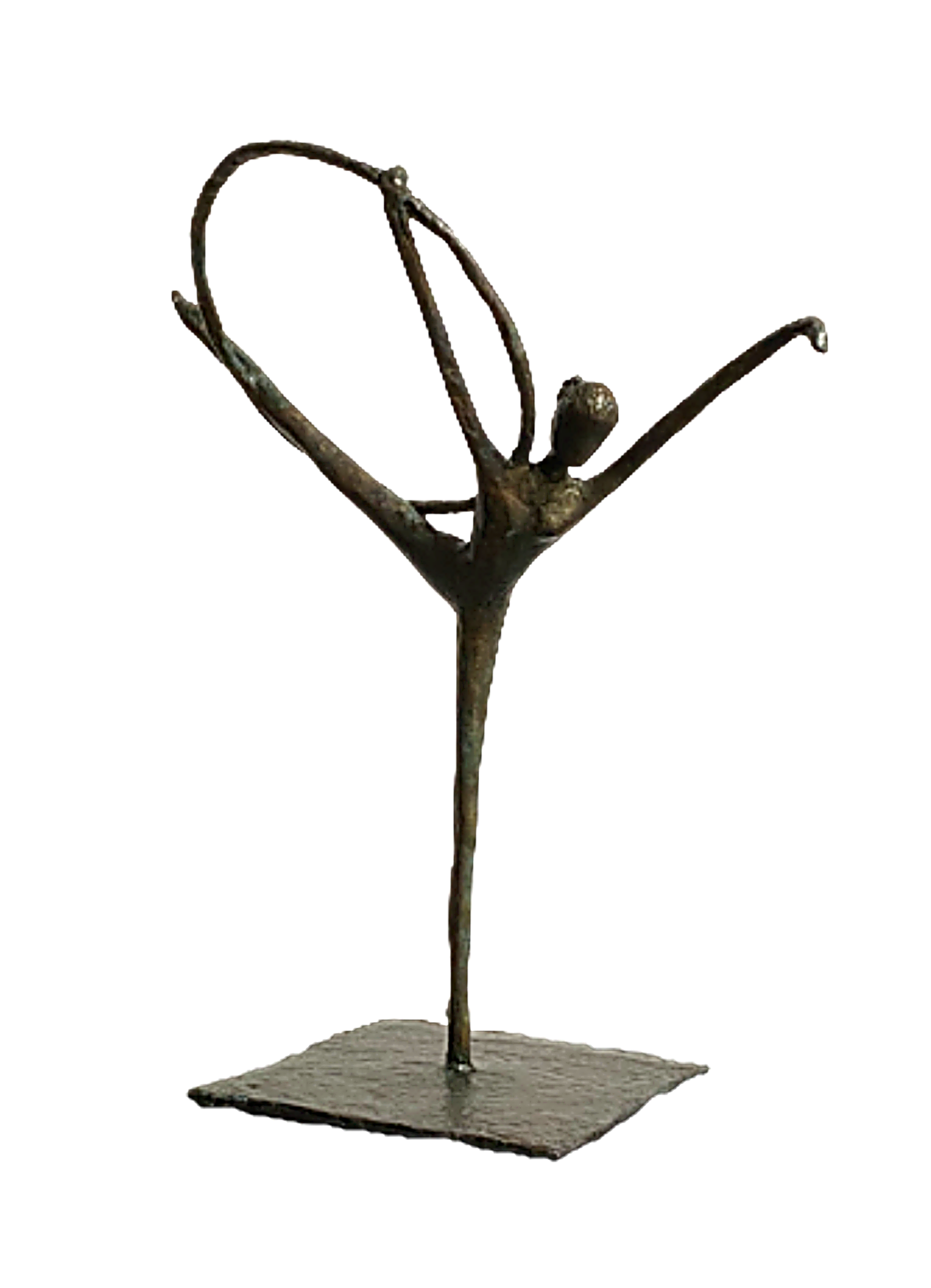 Maïa sculpture n°79 en papier mâché, représente une danseuse , hauteur 46cm, patine aspect bronze