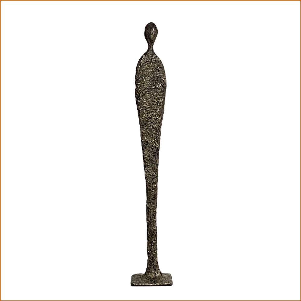 Hémon sculpture n°80 en papier mâché, représente un personnage très sobre , hauteur 67cm, patine aspect métal grisé