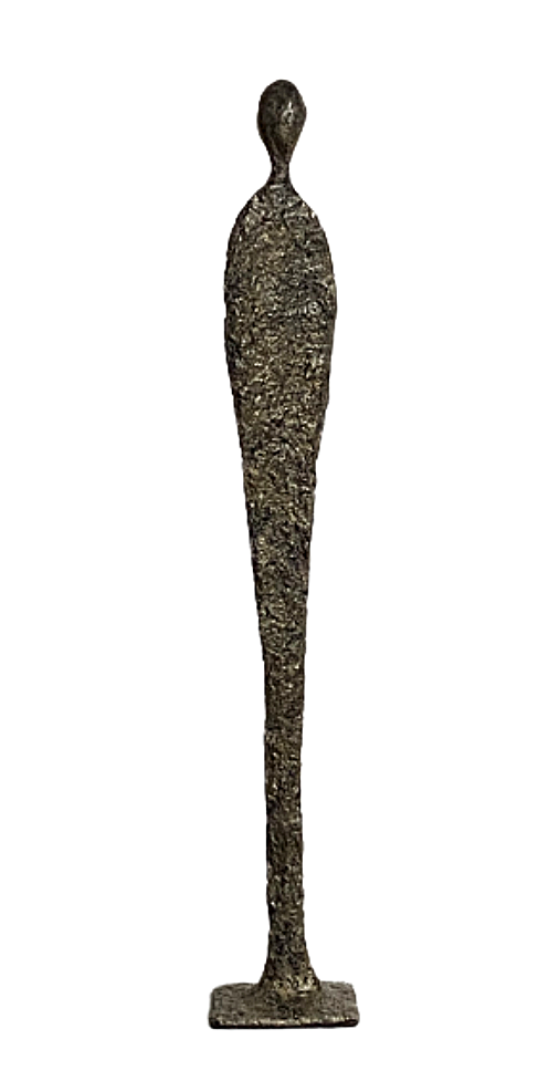 Hémon sculpture n°80 en papier mâché, représente un personnage très sobre , hauteur 67cm, patine aspect métal grisé