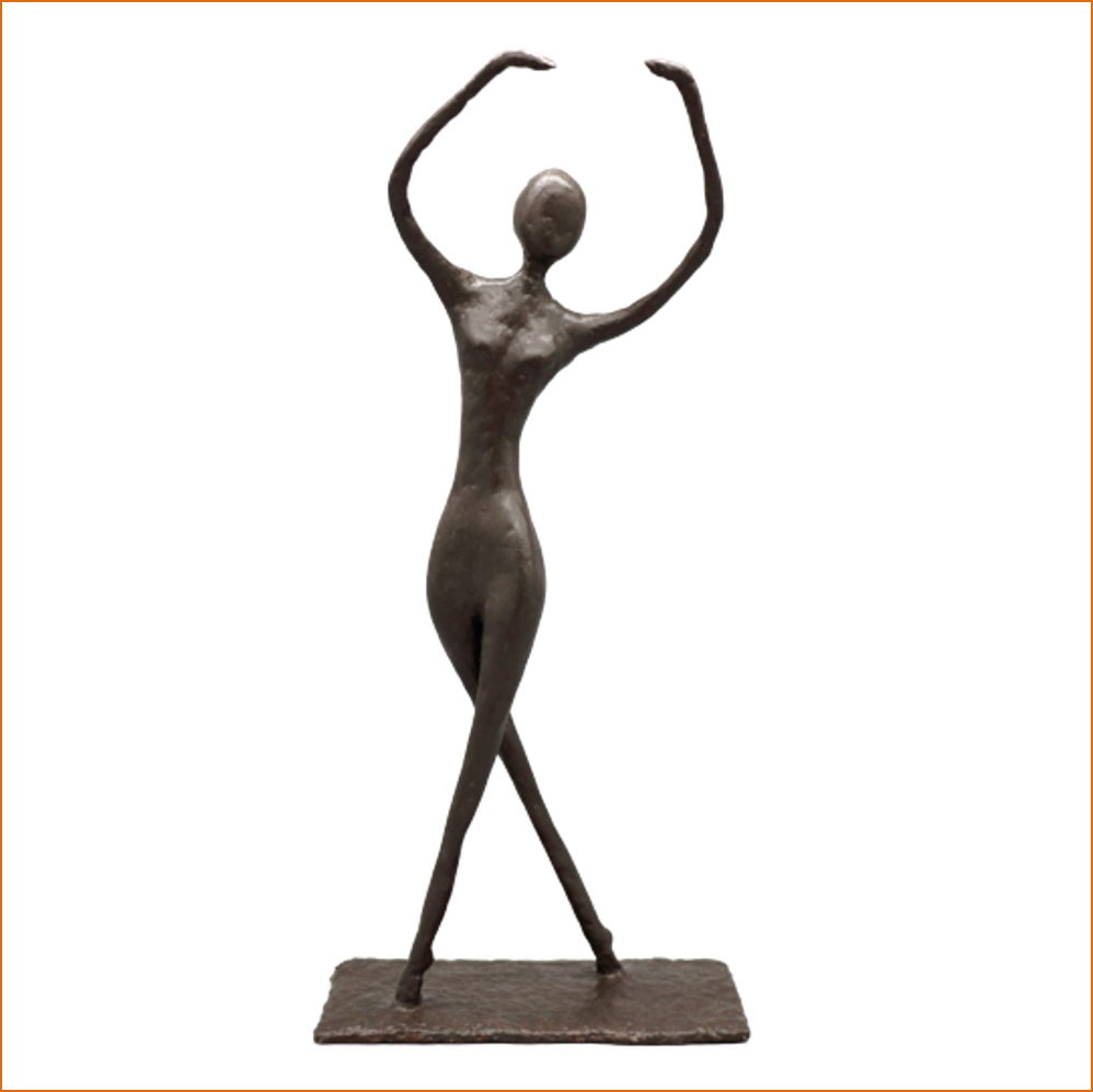 Alicia sculpture n°82 en papier mâché, représente une danseuse, hauteur 44cm, patine aspect bronze