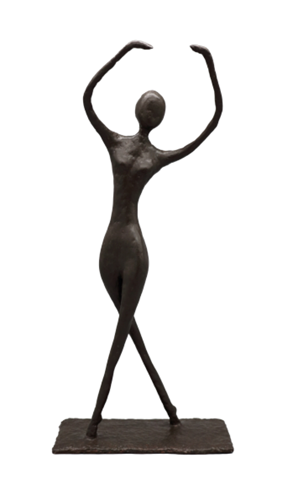 Alicia sculpture n°82 en papier mâché, représente une danseuse, hauteur 44cm, patine aspect bronze