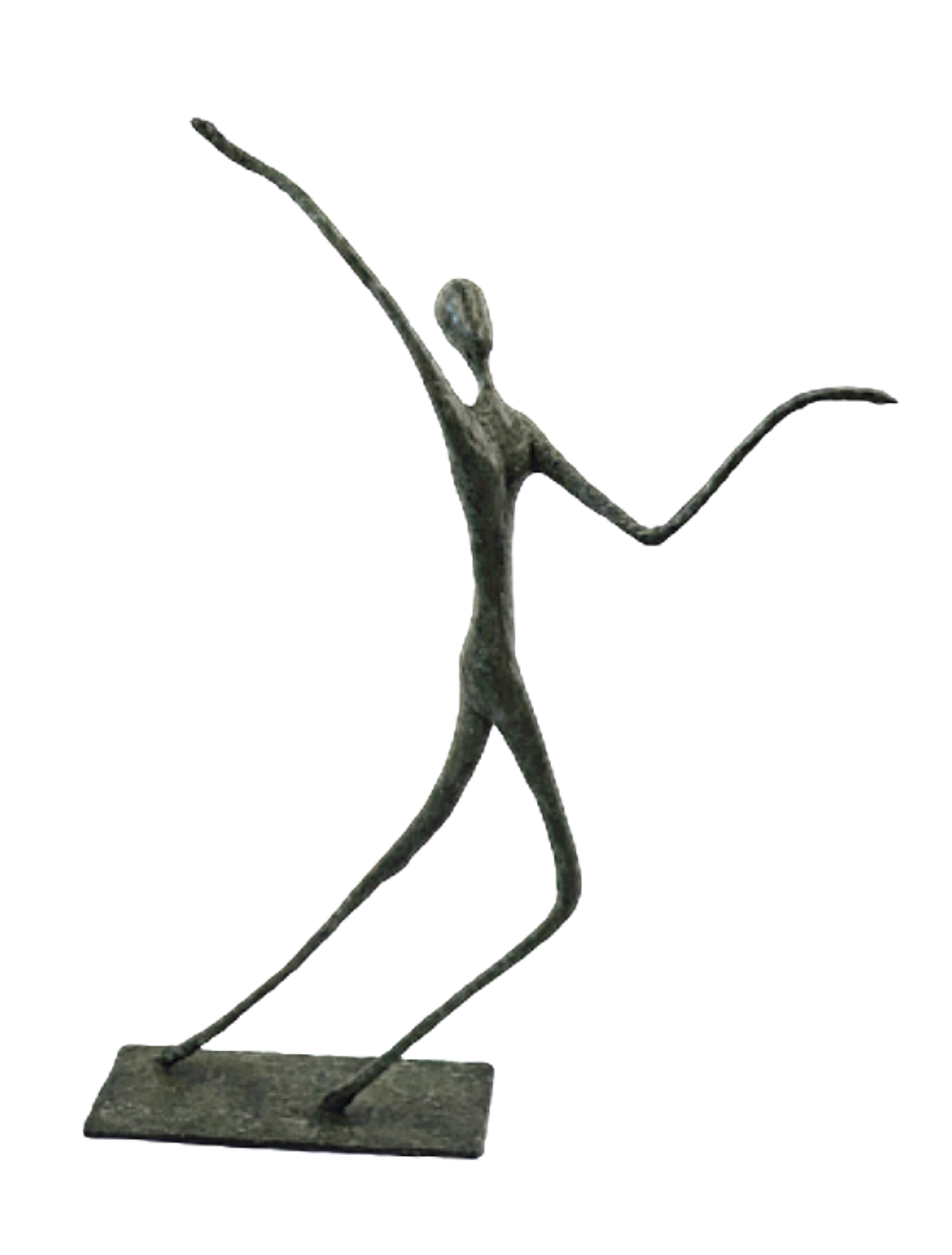 Garance sculpture n°88 en papier mâché, représente une danseuse, hauteur 80cm, patine aspect vert grisé