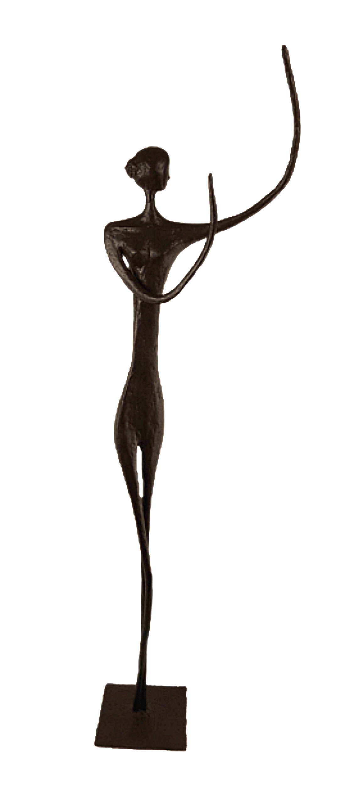 Mila - sculpture n°94 en papier mâché, représente une femme longiligne, hauteur 185cm, patine aspect bronze