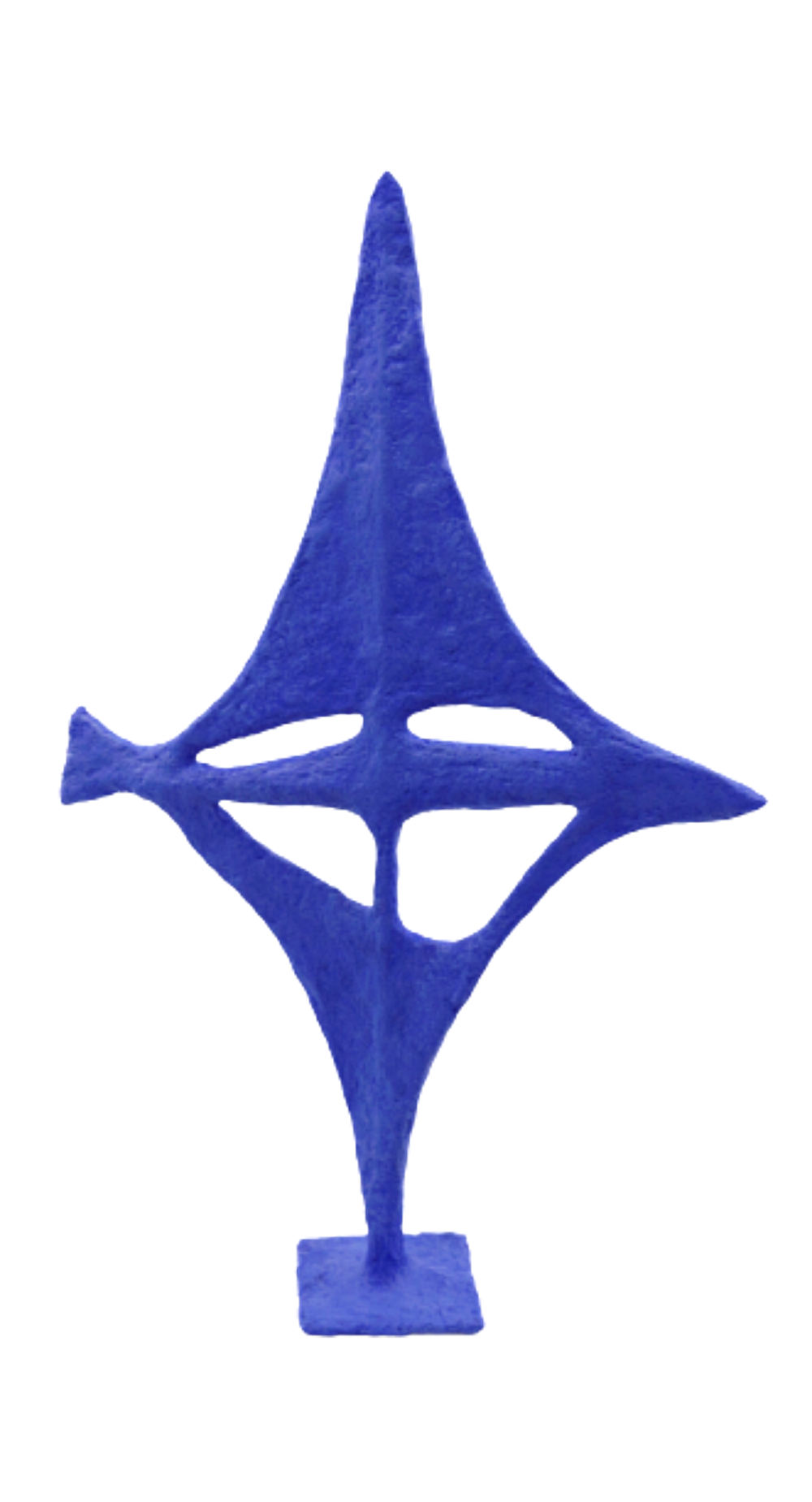 Urdina - sculpture n°101 en papier mâché, représente un poisson-oiseau, hauteur 64cm, patine aspect bleu Klein