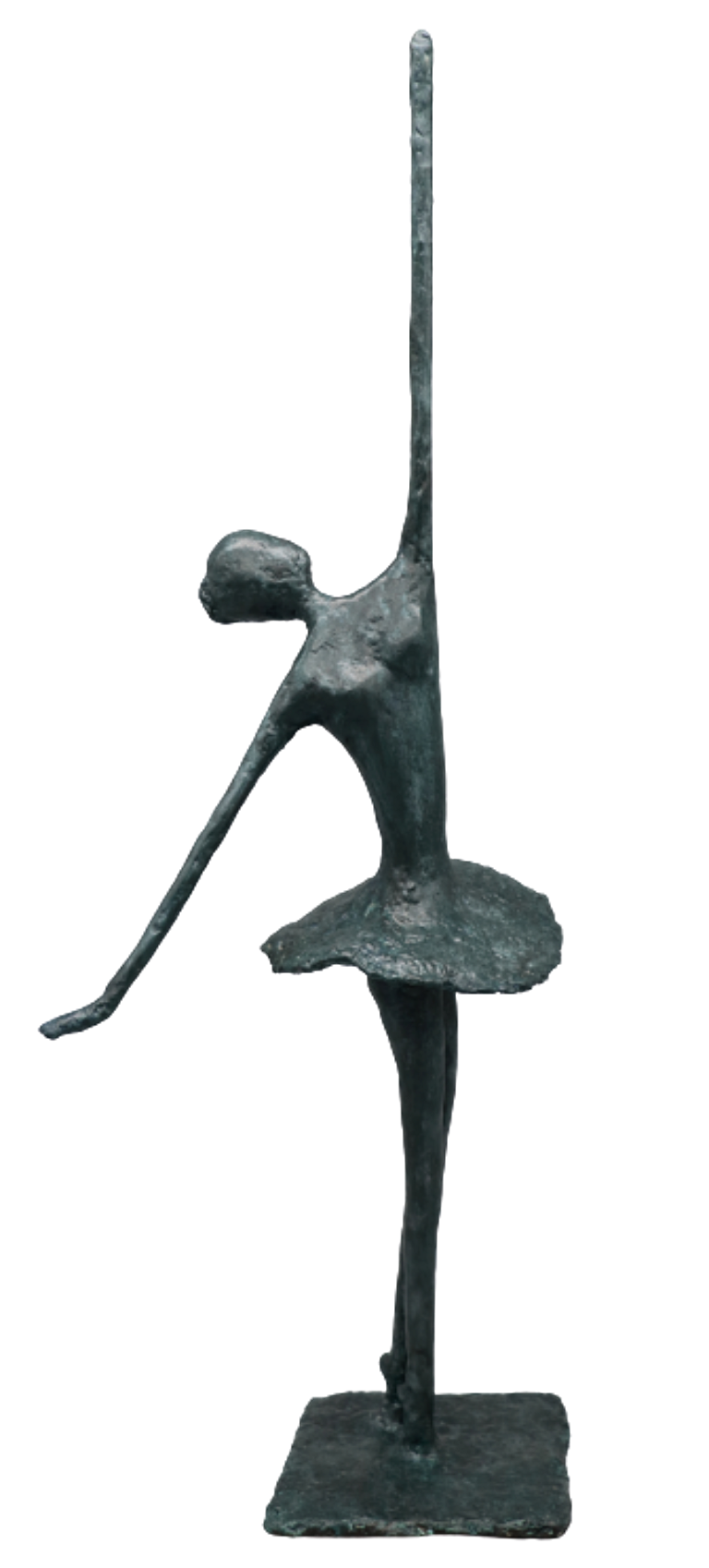 Kara - sculpture n°96 en papier mâché, représente une danseuse , hauteur 50cm, patine aspect ardoise