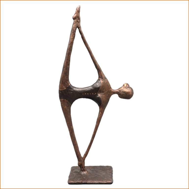 Illona - sculpture n°97 en papier mâché, représente une danseuse , hauteur 40cm, patine aspect bronze