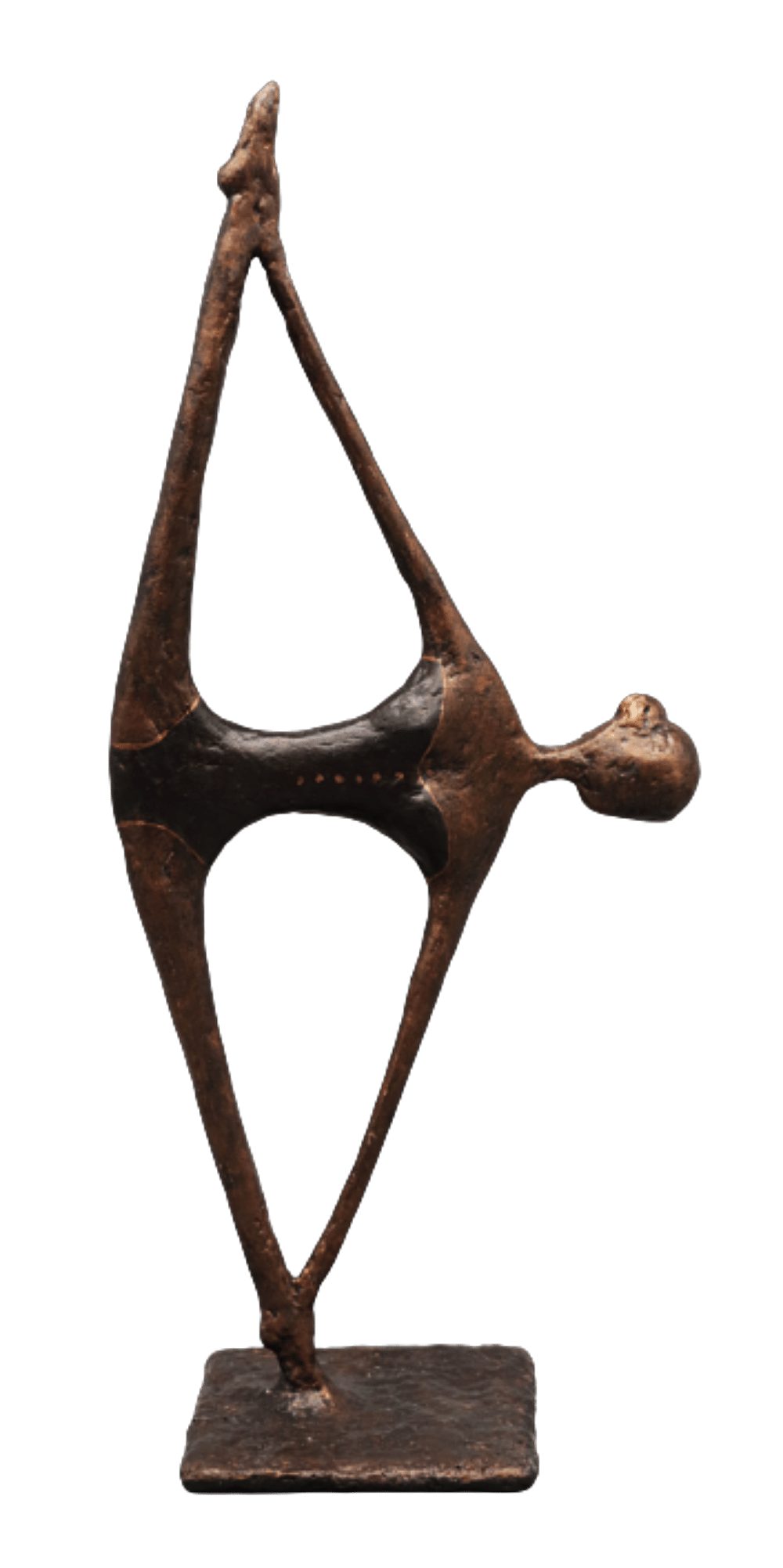 Illona - sculpture n°97 en papier mâché, représente une danseuse , hauteur 40cm, patine aspect bronze