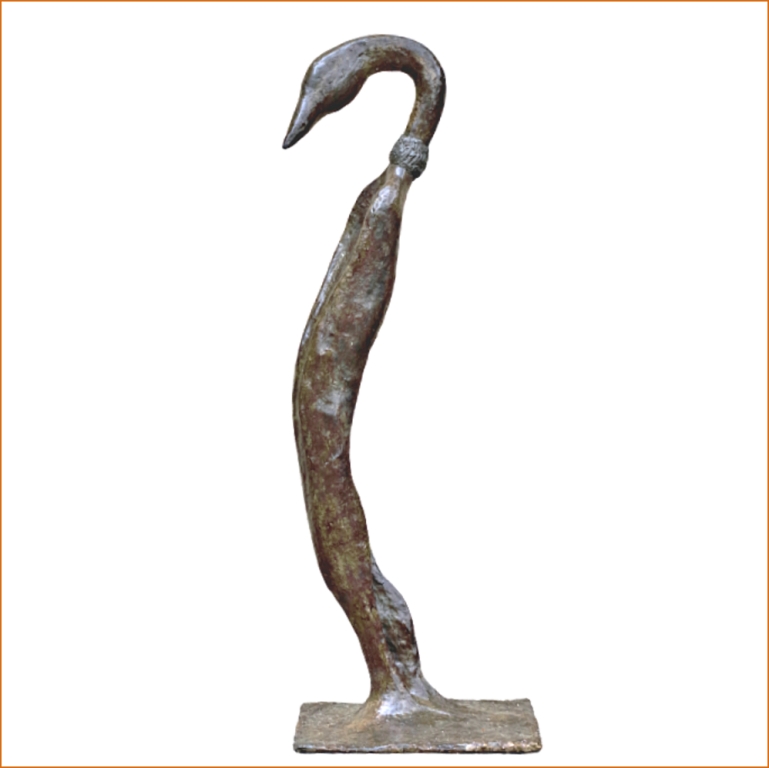 Sculpture Anatis en papier ciment pour l’extérieur, représente un canard effet métal brun
